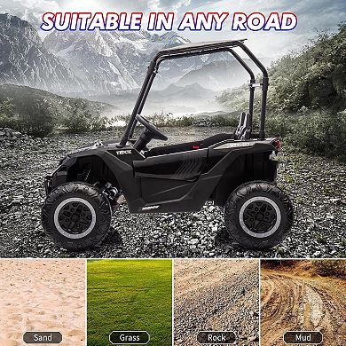 24V Electric UTV Ride-On for Kids, 2 Seater, LED Lights
