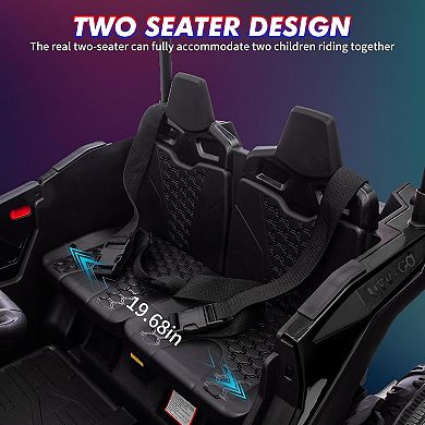 24V Electric UTV Ride-On for Kids, 2 Seater, LED Lights