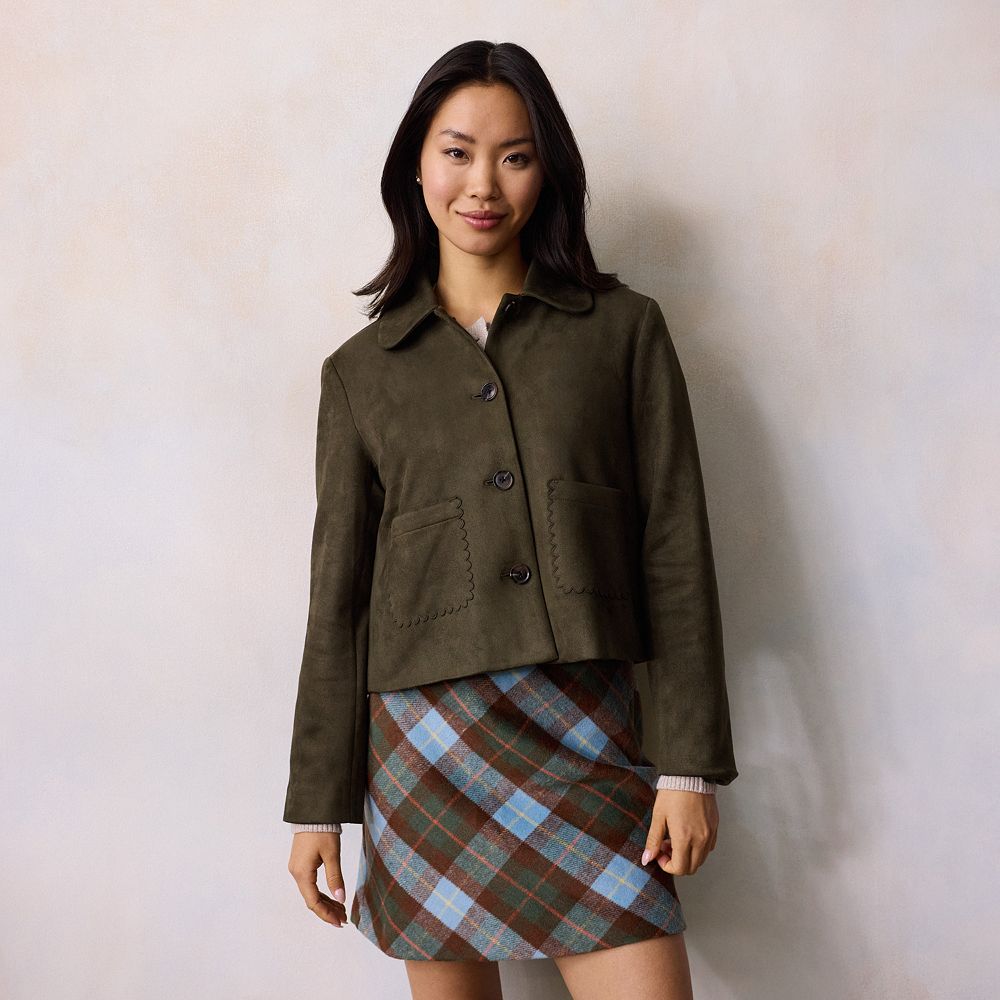 Petite LC Lauren Conrad Swing Faux Suede Jacket