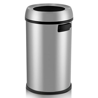 Heavy Duty Open Top Stainless Steel Kitchen Trash Can 17 Gallon Fingerprint-Resistant Waste Bin