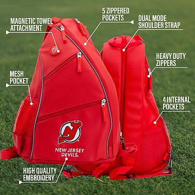 NHL New Jersey Devils Logo Faux Leather Backpack
