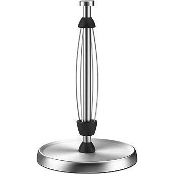 Stainless Steel Paper Towel Holder with Weighted Base One Handed Tear Countertop Stand