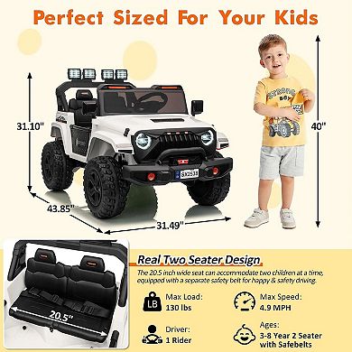 24V 2 Seater Kids Ride On Truck, 4WD Electric Toy, Remote Control