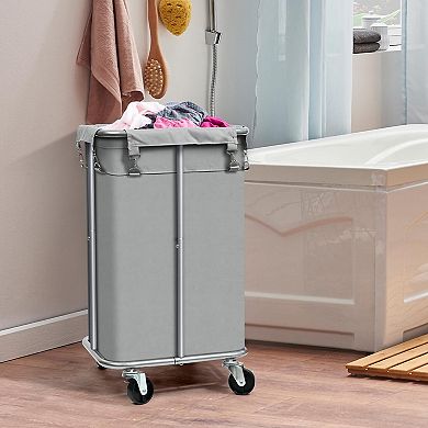 Laundry Basket With Wheels Rolling Hamper Removable Bag Sorter Cart Clothes Organizer Metal Frame