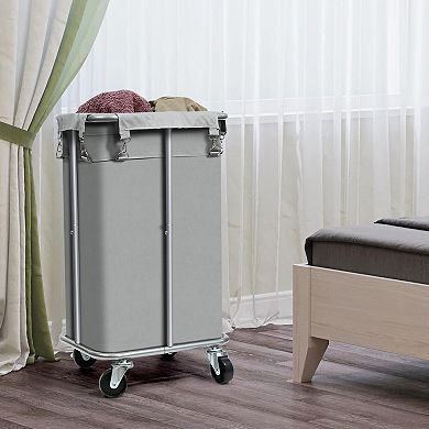 Laundry Basket With Wheels Rolling Hamper Removable Bag Sorter Cart Clothes Organizer Metal Frame