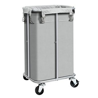 Laundry Basket With Wheels Rolling Hamper Removable Bag Sorter Cart Clothes Organizer Metal Frame