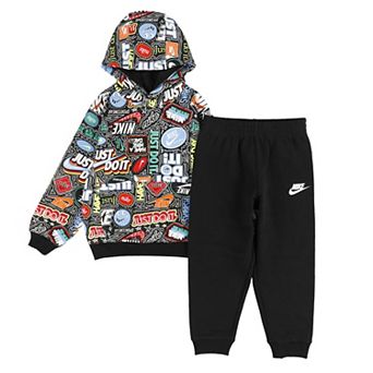 Boys 4-7 Nike Printed "Just Do It." Fleece Hoodie & Sweatpants 2 pc Set