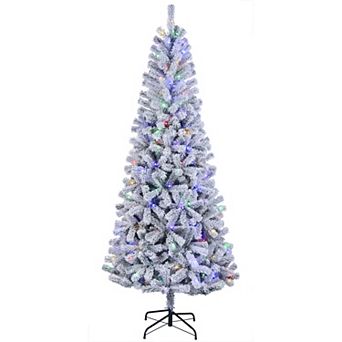 St. Nicholas Square® 7.5-ft. Flocked Artificial Christmas Tree with Multicolor Lights