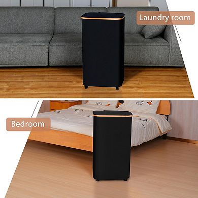Laundry Basket with Wheels Lid Handles Collapsible Waterproof Tall Cloth Dormitory Family