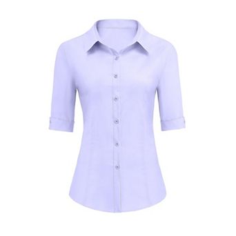 Zeagoo Button Up Shirt Women Collared Shirts Fitted Buttoned Down Blouse Fitted Tops