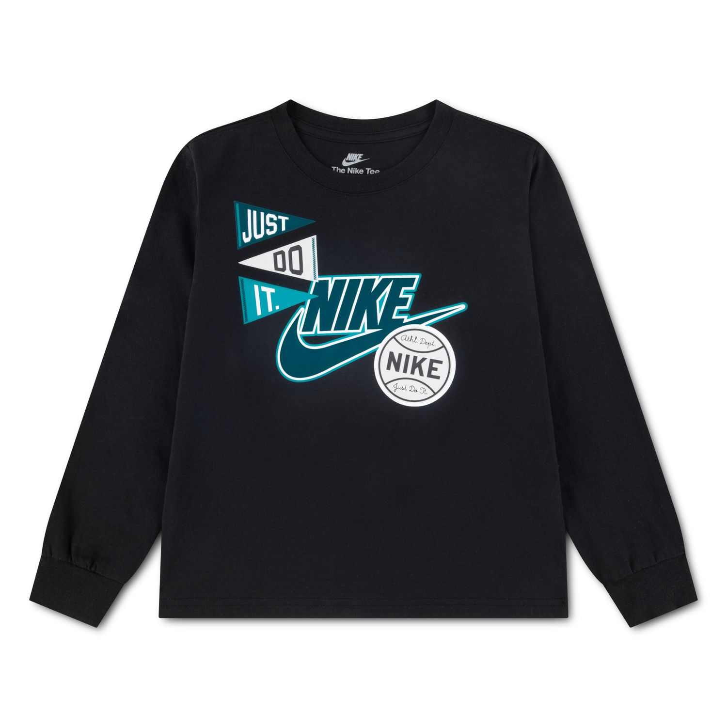 Футболка Nike "Just Do It." Oversized Multisport Long Sleeve для мальчиков, цвет: Чёрный — фото 1