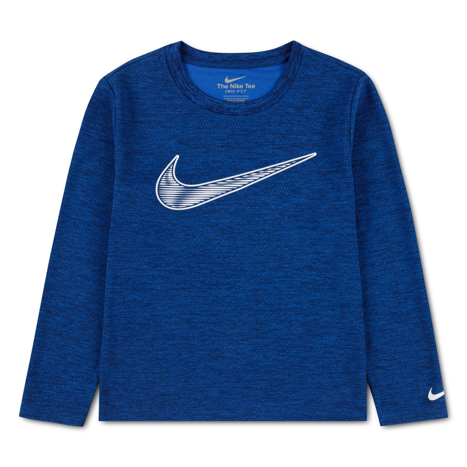 Футболка Nike Dri-FIT Long Sleeve Training для мальчиков, цвет: Тёмно-синий меланжевый — фото 1