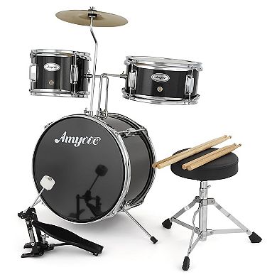 Compact 3-Piece Drum Set for Beginners Cymbal, Bass, Stool & Pedal