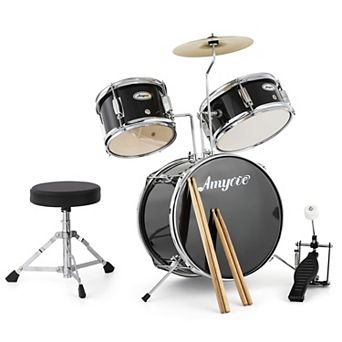 Compact 3 pc Drum Set for Beginners Cymbal, Bass, Stool & Pedal