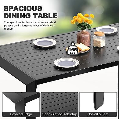 Outdoor Aluminum Dining Table with 2" Umbrella Hole, Black