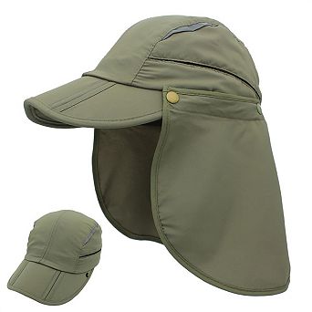 Men's Sun Hat Detachable Neck Flap UPF 50+ Baseball Cap Fishing Hiking Golf