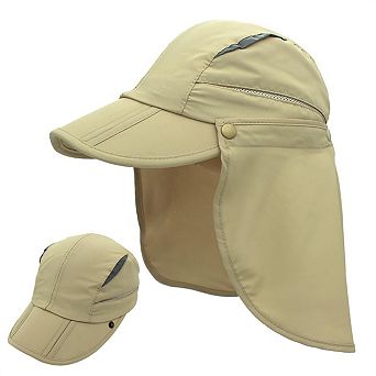 Men's Sun Hat Detachable Neck Flap UPF 50+ Baseball Cap Fishing Hiking Golf