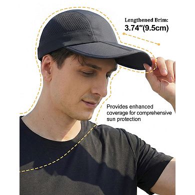 UPF 50+ Foldable Baseball Cap Extended Brim Breathable Mesh Water-Repellent Outdoor Hat