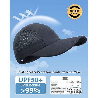 UPF 50+ Foldable Baseball Cap Extended Brim Breathable Mesh Water-Repellent Outdoor Hat