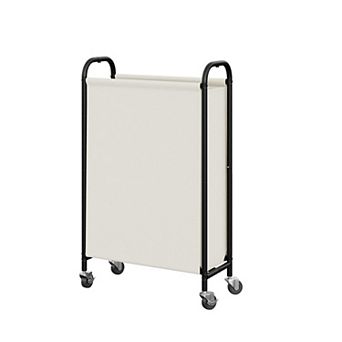 Slim Laundry Hamper Wheels Fabric Rolling Basket Narrow Clothes Organizer Tall Closet Bathroom