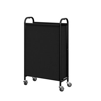 Slim Laundry Hamper Wheels Fabric Rolling Basket Narrow Clothes Organizer Tall Closet Bathroom