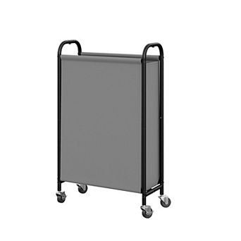 Slim Laundry Hamper Wheels Fabric Rolling Basket Narrow Clothes Organizer Tall Closet Bathroom