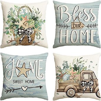 Bless Our Home Throw Pillow Covers Set of 4 Seasonal Decorative Cushions