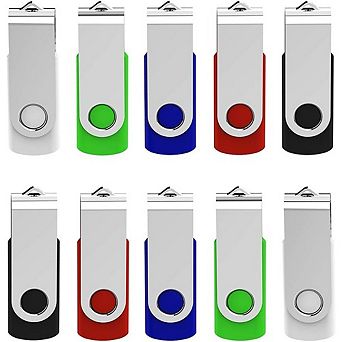 16GB USB Flash Drive 10 Pack USB 2.0 Memory Stick Thumb Drives Assorted Colors