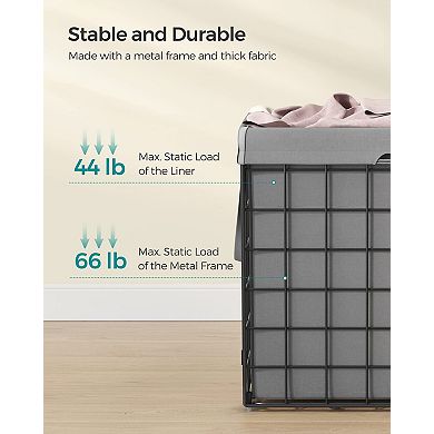 Laundry Basket Hamper Collapsible Clothes Removable Washable Liner Metal Wire Frame Bedroom Bathroom