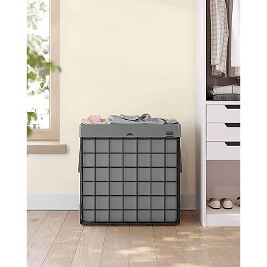 Laundry Basket Hamper Collapsible Clothes Removable Washable Liner Metal Wire Frame Bedroom Bathroom