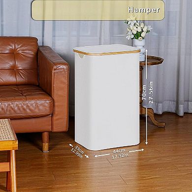 Laundry Hamper With Lid Large Basket Handles Foldable Clothes Tall Dirty Toys Towels Organizing