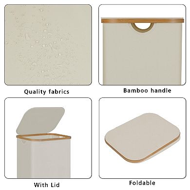 Laundry Hamper With Lid Large Basket Handles Foldable Clothes Tall Dirty Toys Towels Organizing