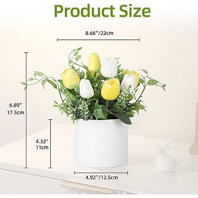 Real Touch Artificial Tulips in Glass Vase with Faux Water, Centerpiece