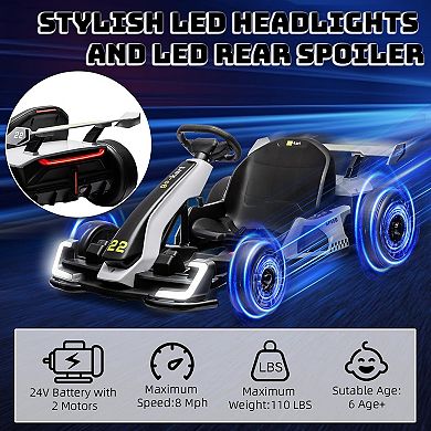 Licensed Dodge Challenger 12V Kids Ride-On Car with Remote Control, LED Lights, Music
