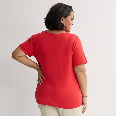 Plus Size Croft & Barrow® Essential Short Sleeve Graphic Tee