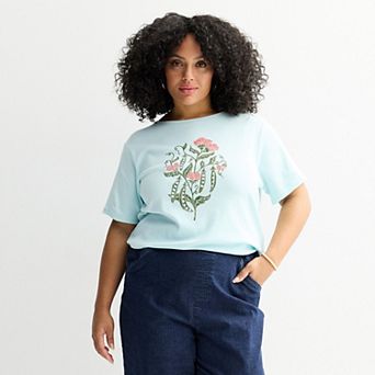 Plus Size Croft & Barrow® Essential Short Sleeve Graphic Tee