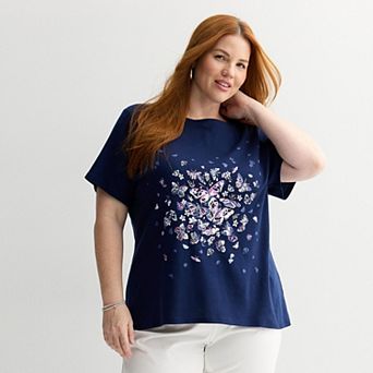 Plus Size Croft & Barrow® Essential Short Sleeve Crewneck Top