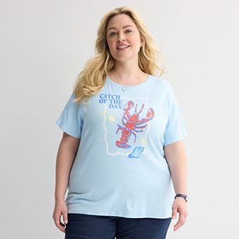 Plus Size Croft & Barrow® Essential Short Sleeve Graphic Tee