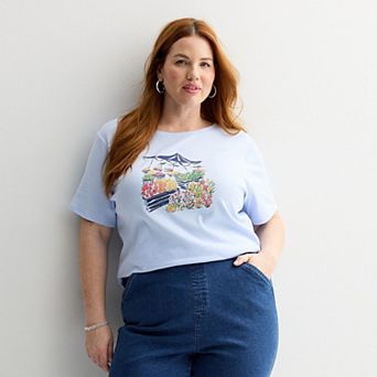 Plus Size Croft & Barrow® Essential Short Sleeve Graphic Tee