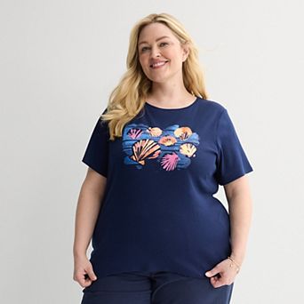Plus Size Croft & Barrow® Essential Short Sleeve Graphic Tee