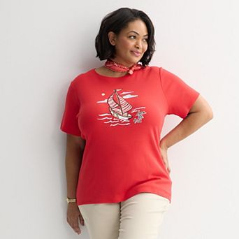 Plus Size Croft & Barrow® Essential Short Sleeve Graphic Tee