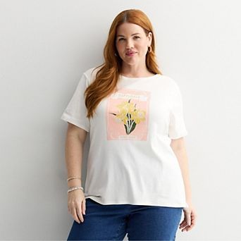 Plus Size Croft & Barrow® Essential Short Sleeve Graphic Tee