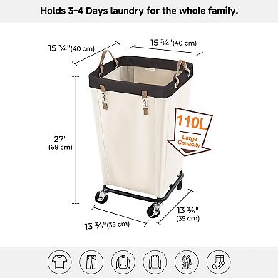 Rolling Laundry Hamper Clothes Organizer Basket with Wheels for Home Dorm Hotel Closet