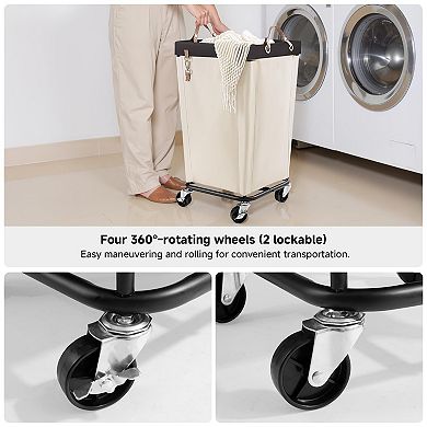 Rolling Laundry Hamper Clothes Organizer Basket with Wheels for Home Dorm Hotel Closet