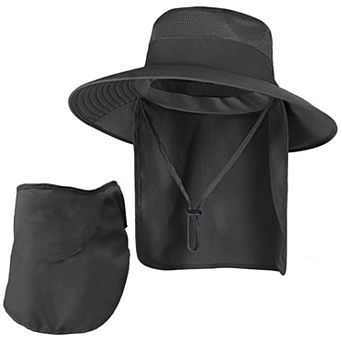 Sun Hat UPF 50+ Breathable Wide Brim Bucket UV Protection Safari Neck Flap