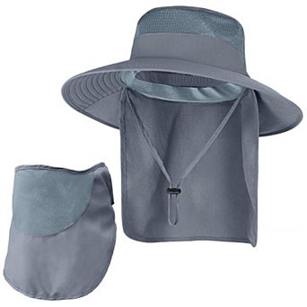 Sun Hat UPF 50+ Breathable Wide Brim Bucket UV Protection Safari Neck Flap