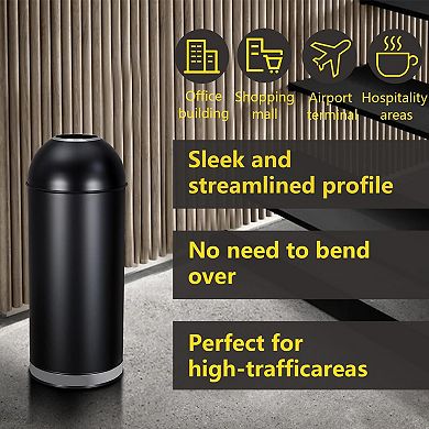 Open Top Kitchen Trash Can - 65L/17 Gallon Stainless Steel Garbage Bin - Large Capacity