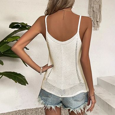 Womens Crochet Sleeveless Cute Trendy Boho Beach Tank Tops Vacation Clothes