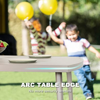 Outdoor Dining Table, Slatted Aluminum Table with 2.76" Umbrella Hole