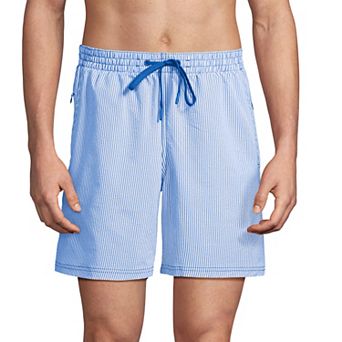 Men's Lands' End 7-Inch Seersucker Volley Swim Bottoms